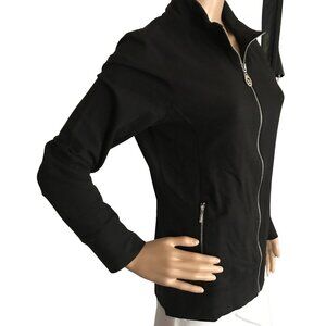 Christine Alexander MEDIUM Black SWAROVSKI Cotton Blend TRACK Jacket GYM YOGA DA
